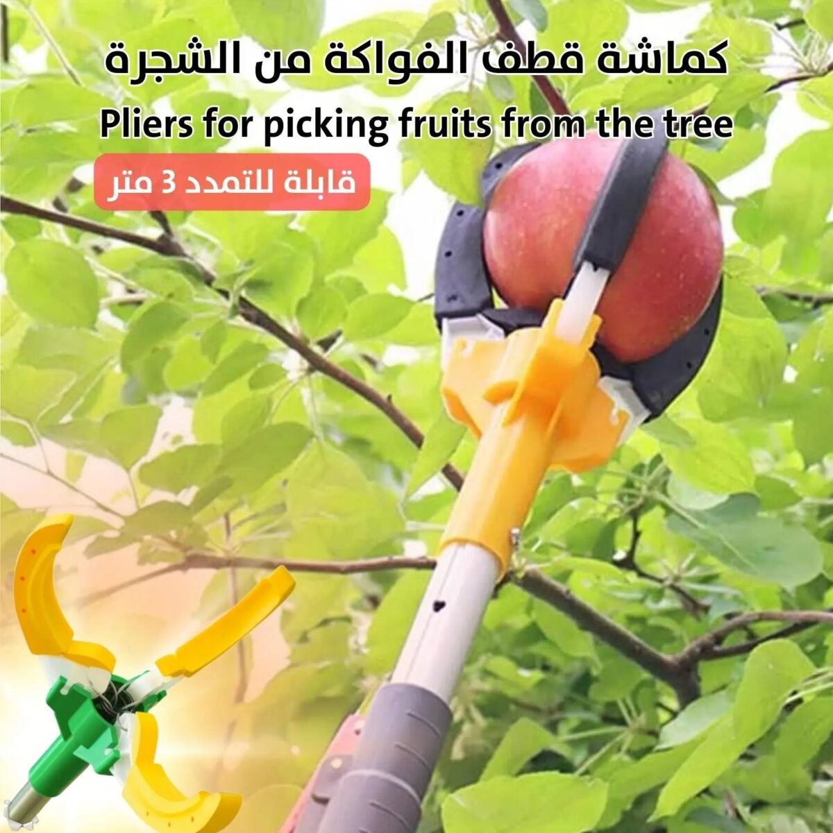 كماشة قطف الفواكة من الشجرة قابلة للتمدد 1.68 متر Pliers for picking fruits from the tree
