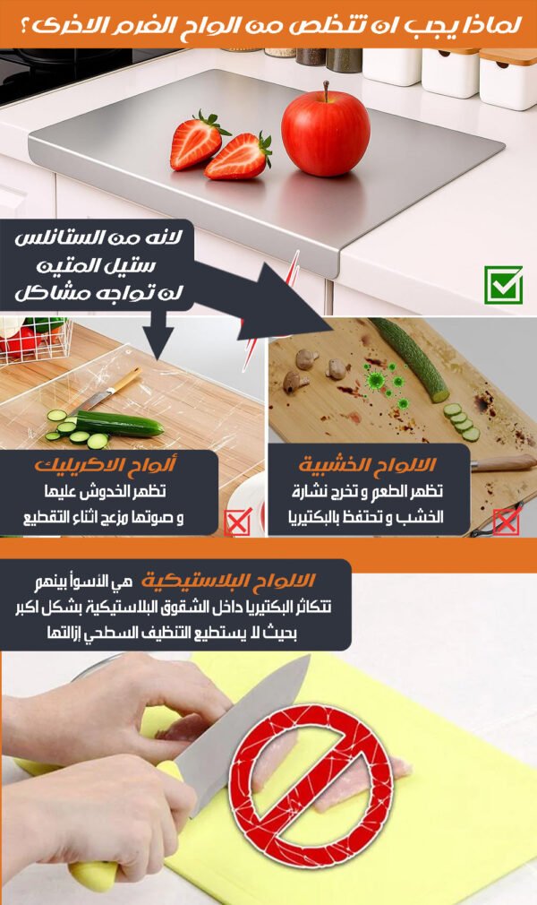 لوح تقطيع من الستالس ستيل للمطبخ Stainless Steel Cutting Board