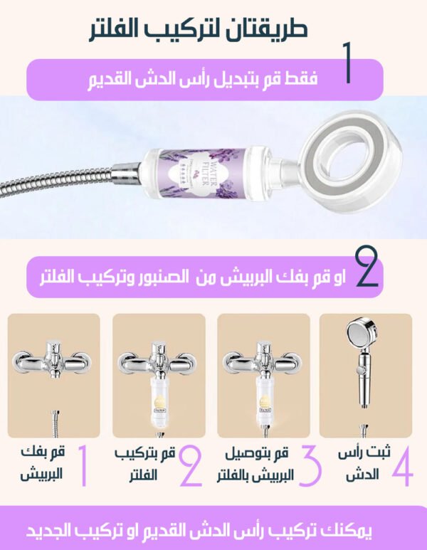 فلتر مياه الاستحمام مع رأس دش بفيتامين سي و روائح عطرة Polypropylene Filter Shower Head