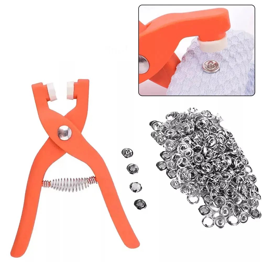 كماشة بلاستيك لتثبيت الأزرار المعدنية المجوفة بالضغط Metal Stud Buttons With Fasten Pliers