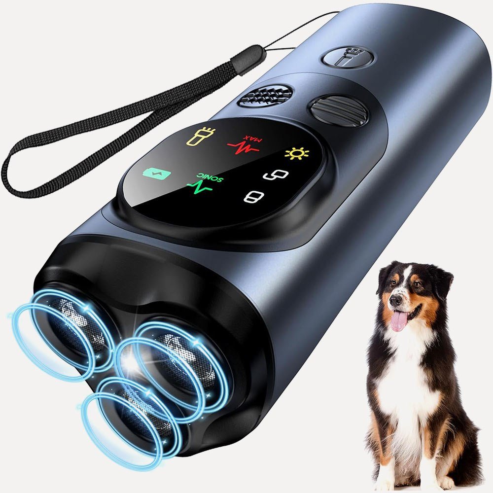 جهاز طرد و تهدئة الكلاب مع اضاءة Ultrasonic Dog Repeller