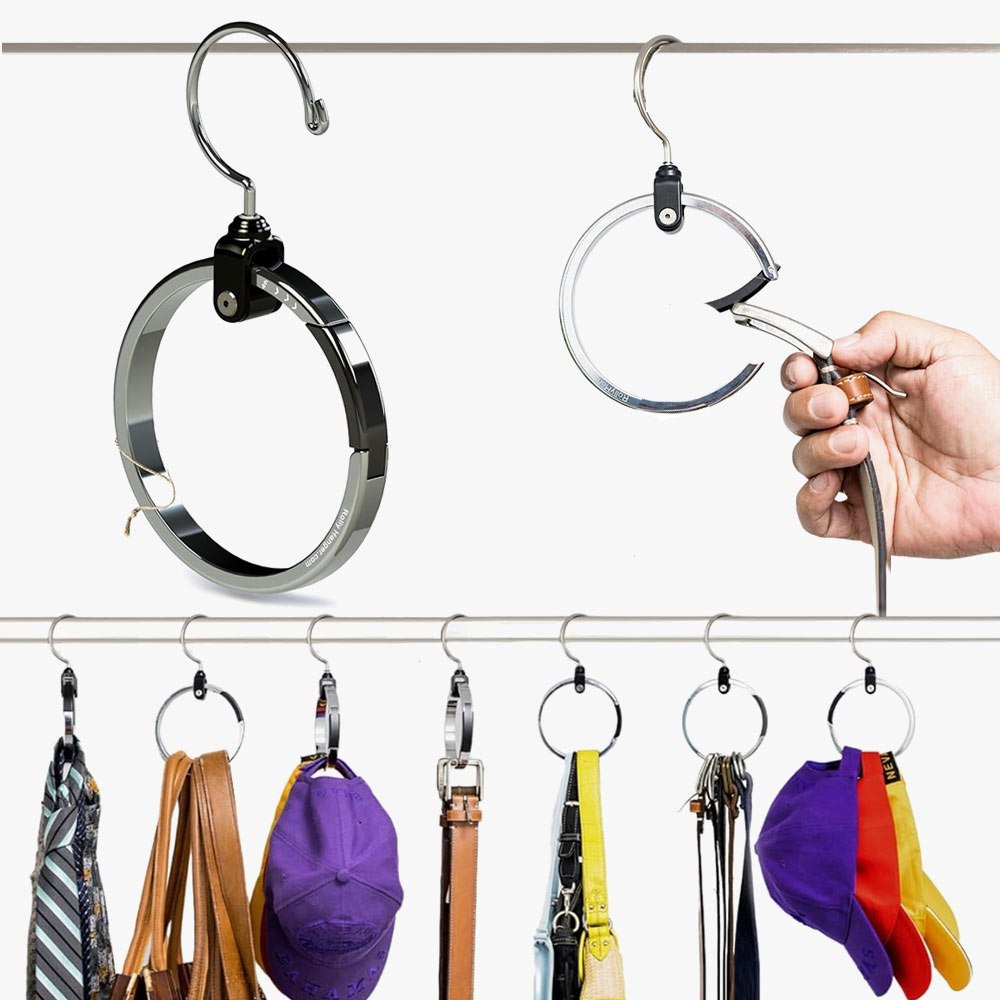 علاقة حلقية دوّارة من الكروم لتنظيم خزانة الملابس Organizing Chrome Ring Hanger