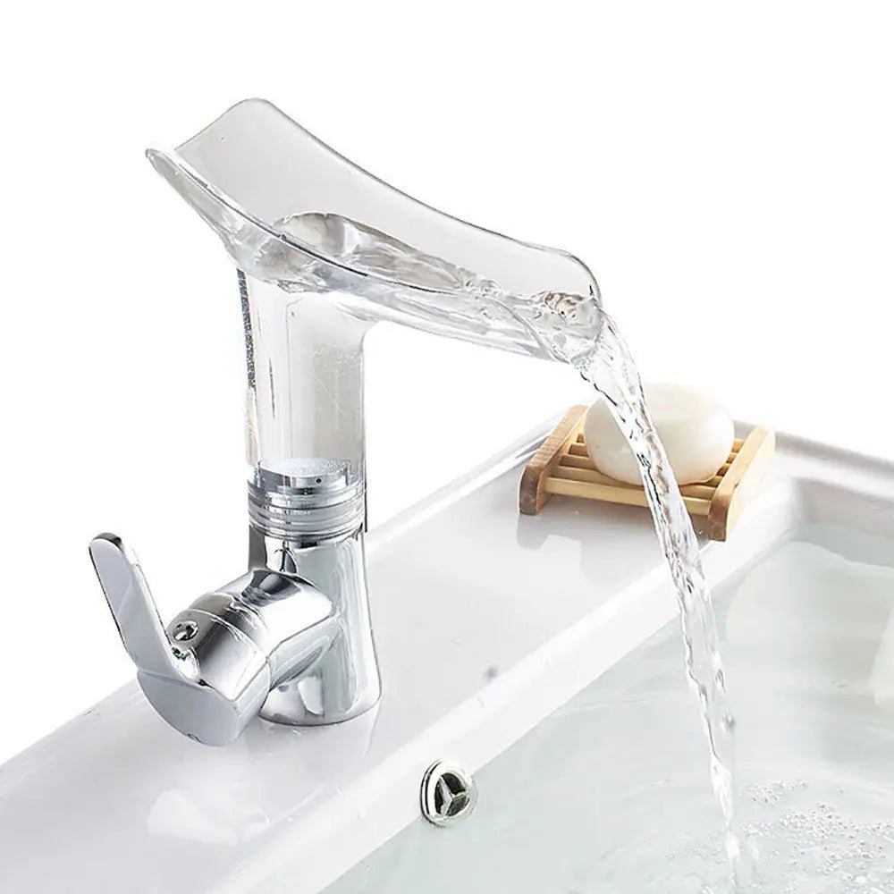 حنفية شفاف (شلال) زجاجية clear glass faucet bathroom