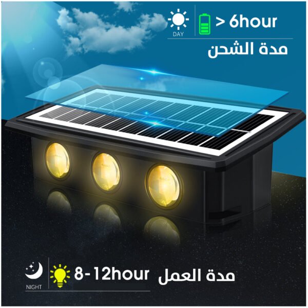 كشاف إضاءة جدراية يعمل بالطاقة الشمسية (لون صحراوي) 6LED Warm Light Solar Wall Lamp