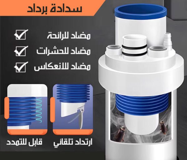 محول صرف صحي متعدد المداخل بسدادة رداد للروائح والحشرات SEWER PIPE ANTI-ODOR PLUG