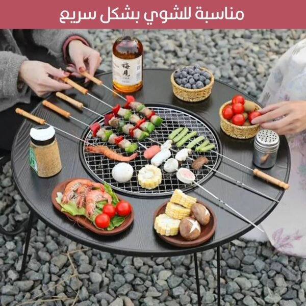 طاوله خشبية بمنقل شواء Wooden Barbecue Table